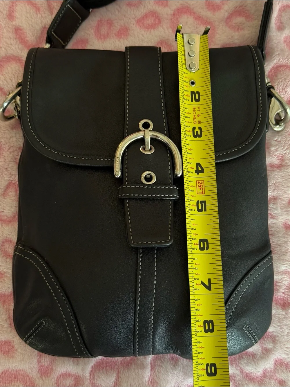 Coach Soho Vintage Black Leather Shoulder Bag  Adjustable Strap Women’s